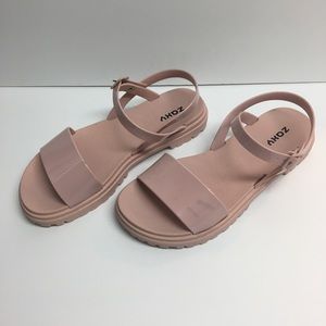 Zaxy (Melissa) Tan/Pink Sandals - Size 6 (NWOT)